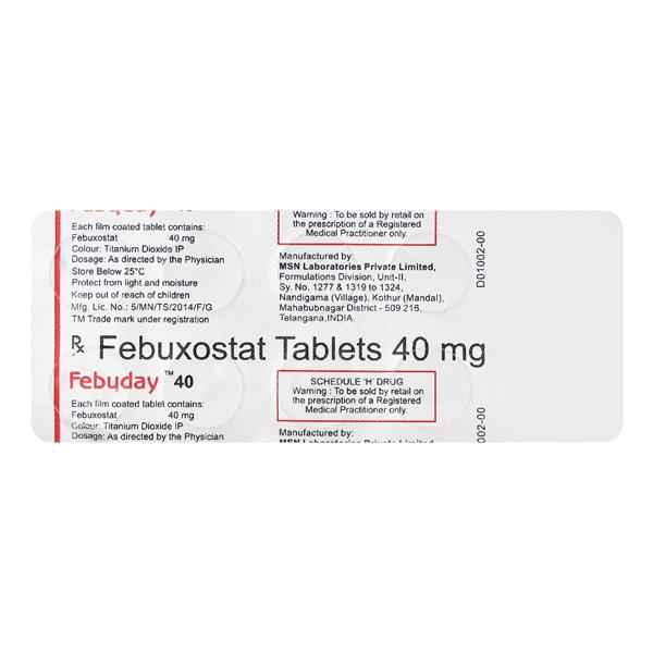 Febuday 40mg Tablet 10'S Price, Uses, Side effects, Substitutes | Netmeds