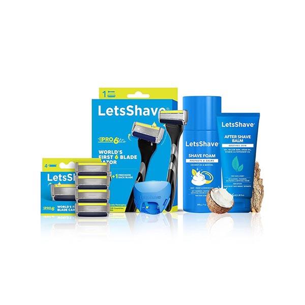 Buy LetsShave Pro 6+ Razor + Razor Blades 4's + After Shave Balm ...