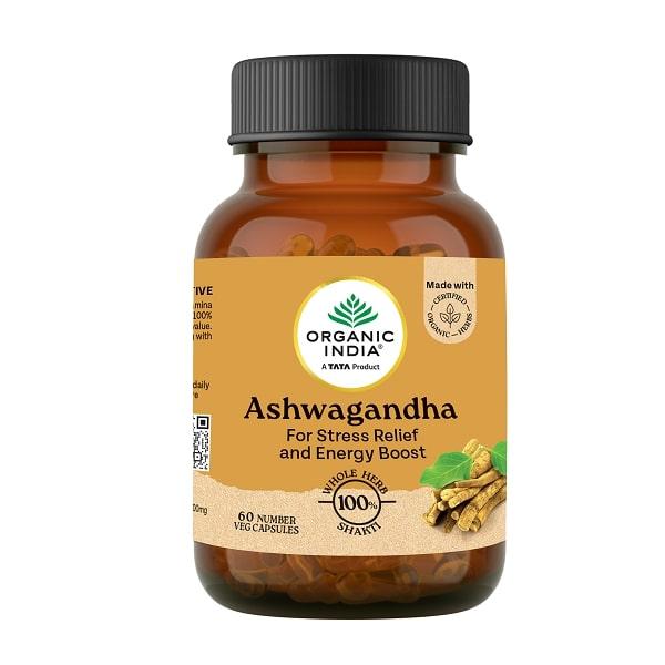 Organic India Ashwagandha Veg Capsules 60's - Stress Relief & Immunity ...