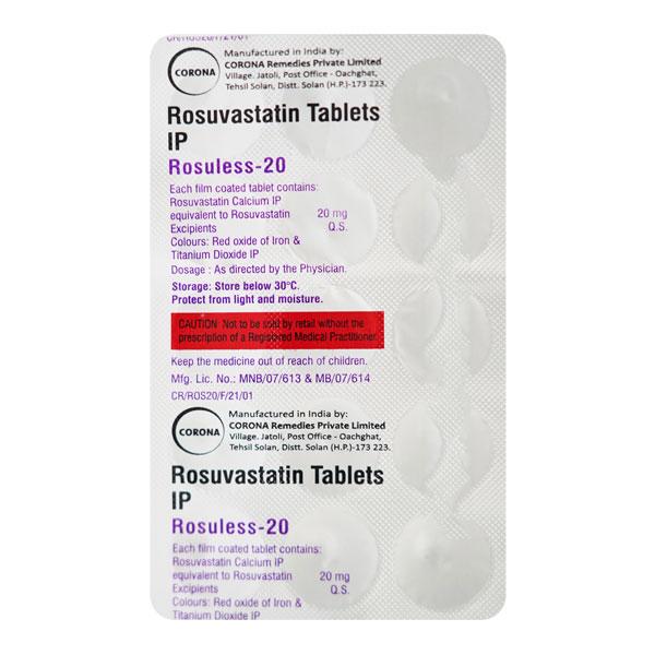 ROSULESS 20 Tablet 15's Price, Uses, Side effects, Substitutes | Netmeds