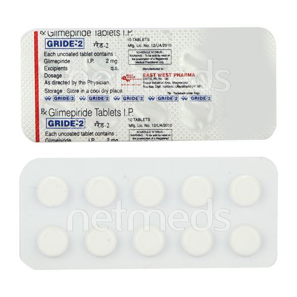 Gride 2mg Tablet 10'S : Price, Uses, Side Effects | Netmeds