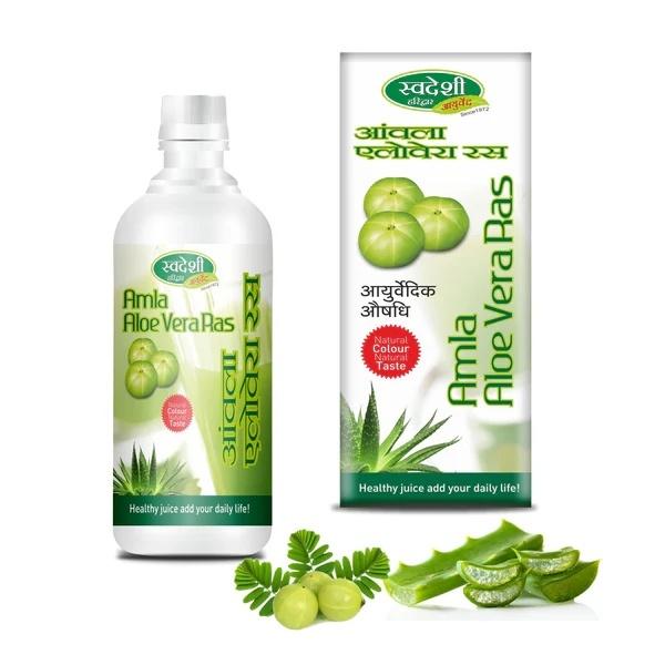 Buy Swadeshi Ayurved Amla Aloevera Ras Juice 500 ml Online at Discounted  Price | Netmeds