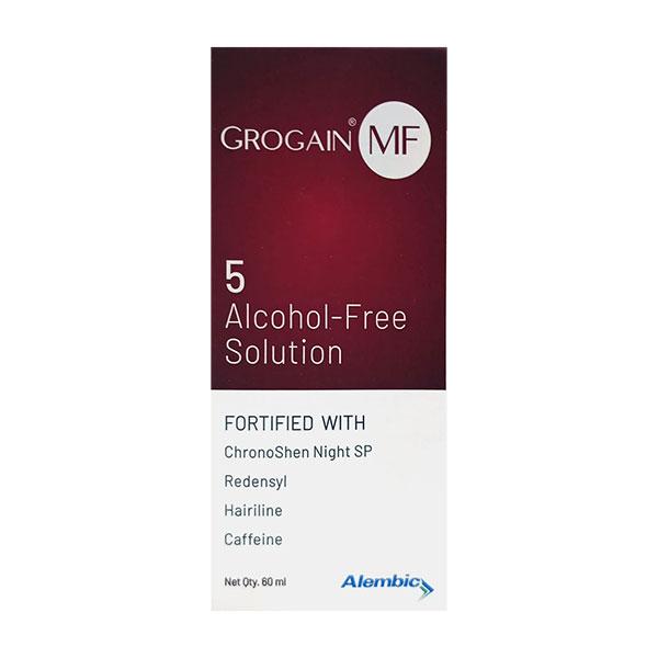 Grogain Mf 5 Alcohol Free Solution 60ml Price, Uses, Side effects | Netmeds