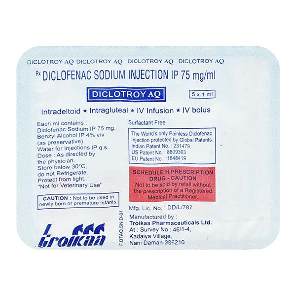 Diclotroy AQ Injection 5X1Ml Price, Uses, Side effects, Substitutes ...