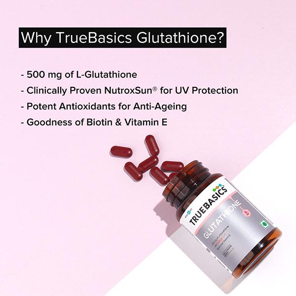 truebasics glutathione Buy Truebasics Glutathione with Nutroxsun, Biotin and Vitamin E, for  Healthy And Youthful Skin, Clinically Researched Ingredients, 30 Glutathione  Tablets 1's Online at Discounted Price