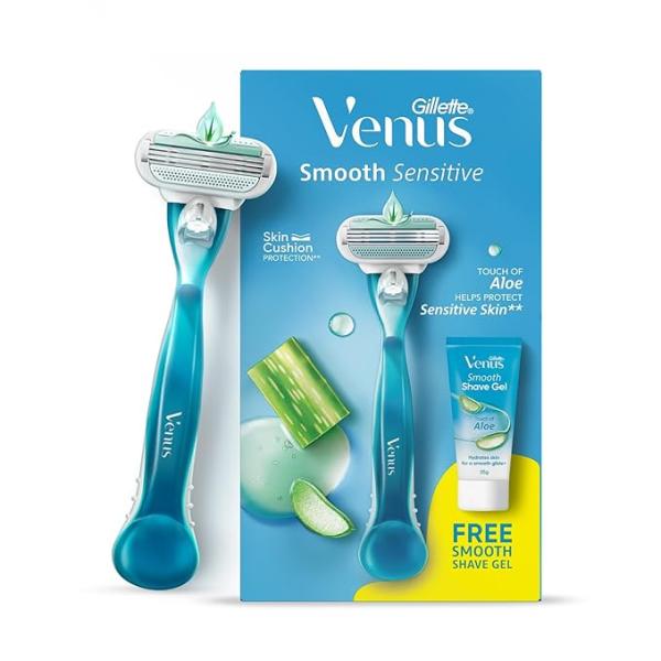 Gillette Venus Smooth Sensitive Hair Removal Razor 1's + Free Smooth ...