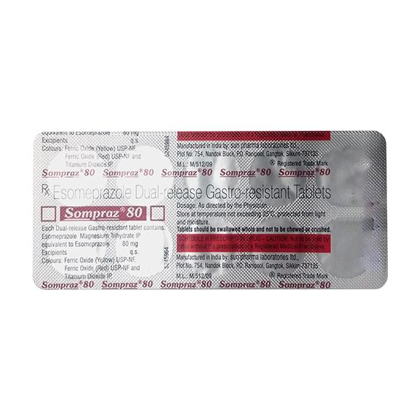 SOMPRAZ 80 Tablet 10's Price, Uses, Side effects, Substitutes | Netmeds