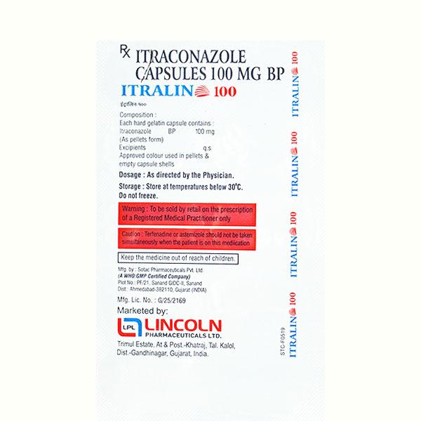 Itralin 100Mg Capsule 10's Price, Uses, Side effects, Substitutes | Netmeds
