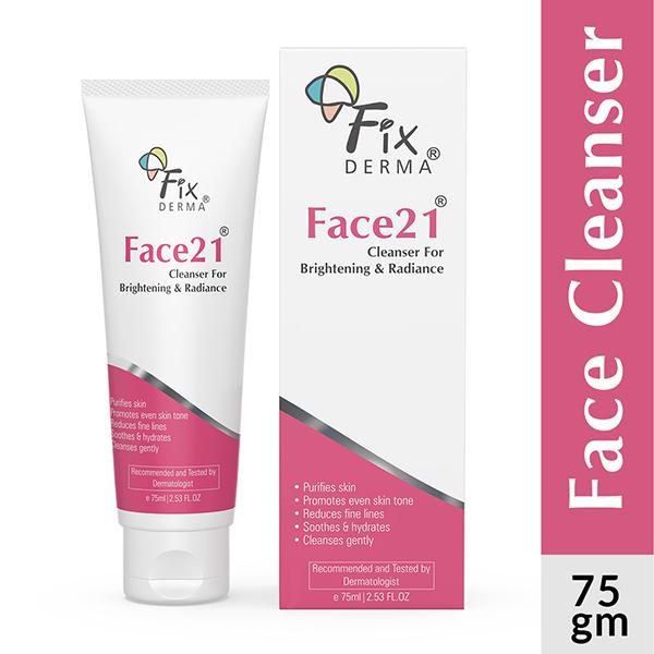 Fixderma Face21 Face Cleanser, Reduce Wrinkles & Fine Lines, Skin Brightening  Face Wash (75 ml)