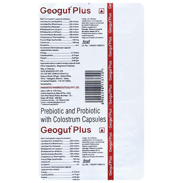GEOGUT PLUS Capsule 10's Price, Uses, Side effects, Substitutes | Netmeds