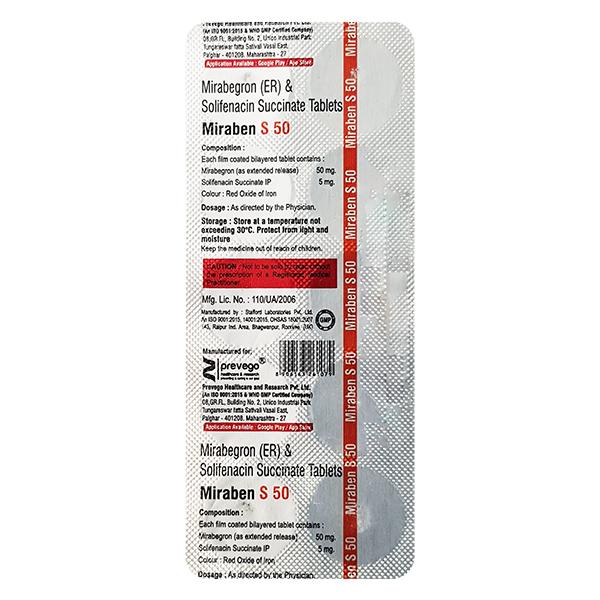 Buy MIRABEN S 50 Tablet 10's Online at Upto 25% OFF Netmeds