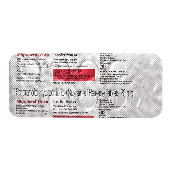 Migrabeta TR 20mg Tablet 10'S Price, Uses, Side effects, Substitutes ...