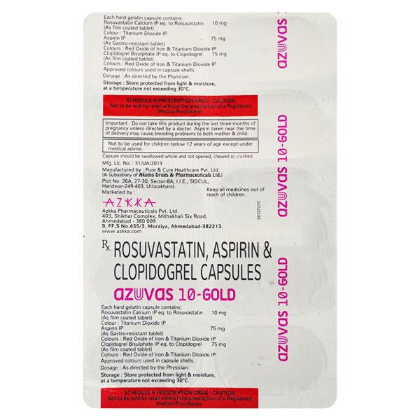 Azuvas Gold 10mg Capsule 10'S Price, Uses, Side effects, Substitutes ...