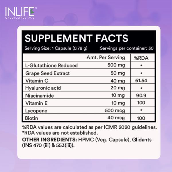 inlife glutathione Buy INLIFE Glutathione Reduced Vegetarian Capsules 30's Online at  Discounted Price