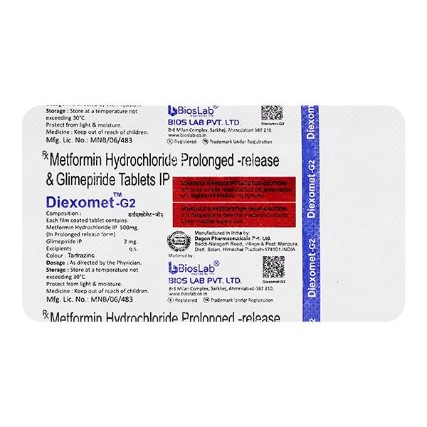 DIEXOMET G2 Tablet 10's Price, Uses, Side effects, Substitutes | Netmeds