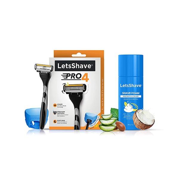 Buy LetsShave Pro 4 Razor + Shaving Foam 200 gm + Razor Cap - Men ...