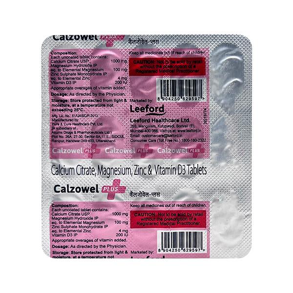 Calzowel Plus Tablet 15's Price, Uses, Side effects | Netmeds