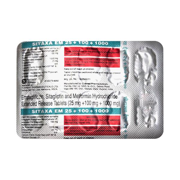 Sitaxa Em 25+100+1000 Tablet 10's Price, Uses, Side effects | Netmeds