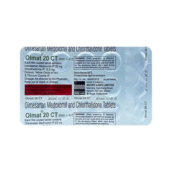Olmat 20 Ct Tablet 15's Price, Uses, Side effects | Netmeds