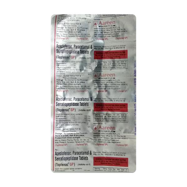 Topfenac SP Tablet 10'S Price, Uses, Side effects, Substitutes | Netmeds