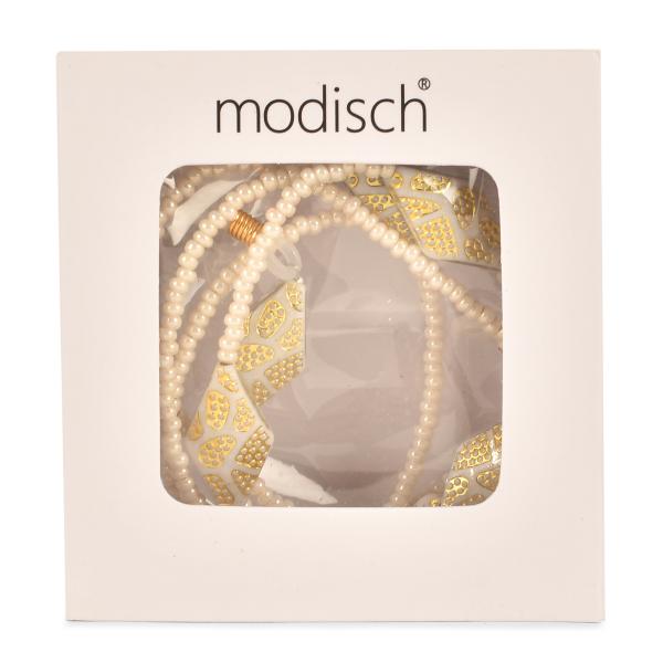 Buy Modisch Off White Beads And White Diamond Shape Stone With Golden ...