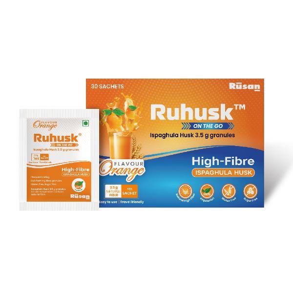 Rusan Ruhusk Ispaghula Husk 3.5 g Sachets - Orange Flavour 30's