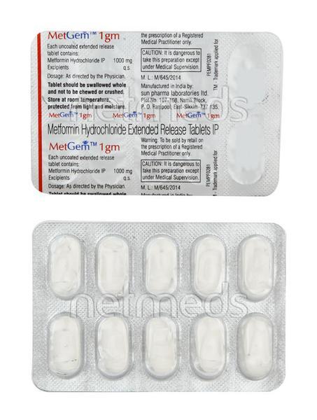 Metgem 1gm Tablet 10'S : Price, Uses, Side Effects | Netmeds