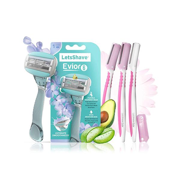 Buy LetsShave Evior 6 Razor 1's + Shaving Razor 3's - Women Online at ...