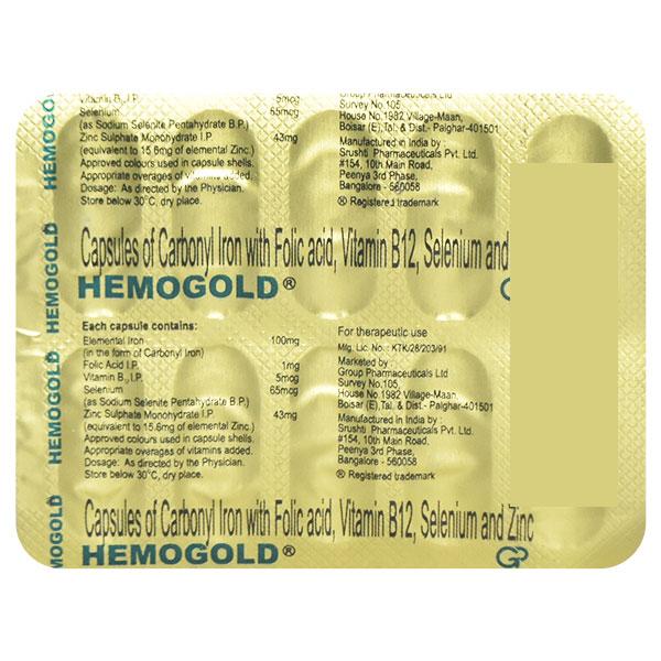 Hemogold Capsule 10'S Price, Uses, Side effects, Substitutes | Netmeds