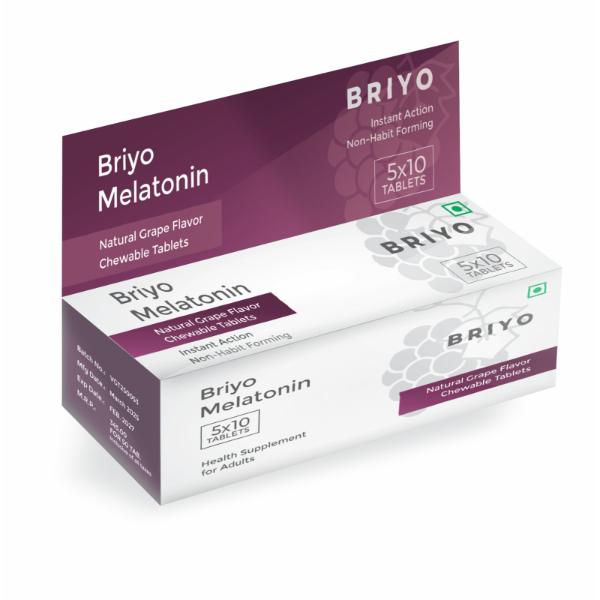Briyo Melatonin Chewable Tablets - Natural Grape Flavour 50's