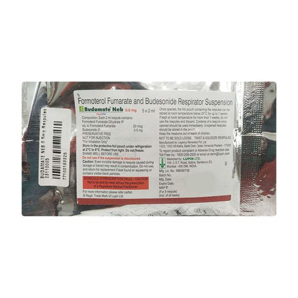 BUDAMATE NEB 0.5mg Respules 5x2ml Price, Uses, Side effects ...