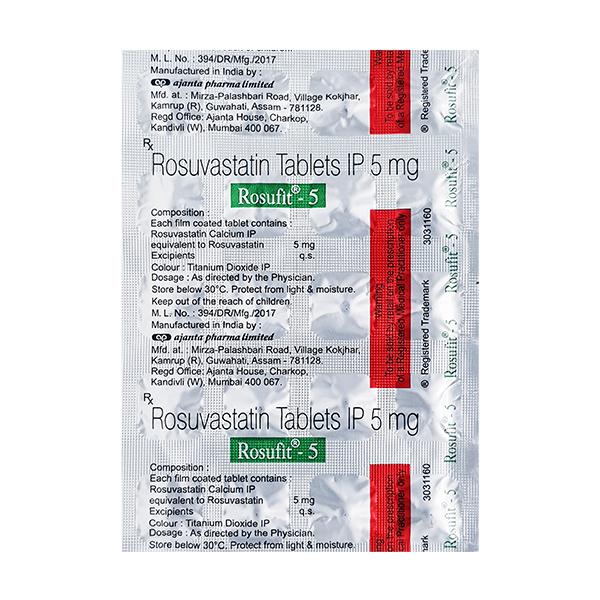 ROSUFIT 5 Tablet 20's Price, Uses, Side effects, Substitutes | Netmeds