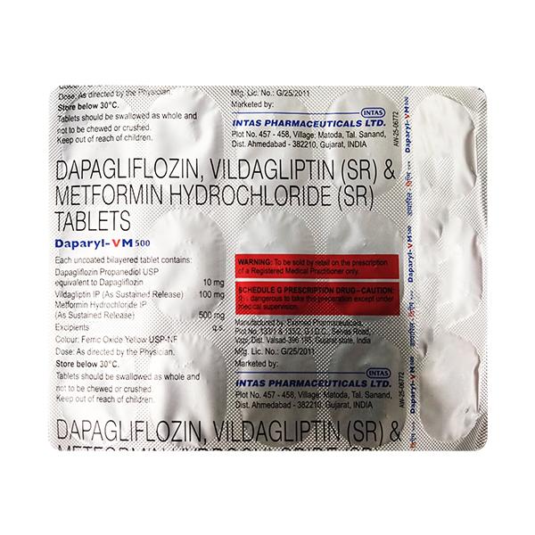 Daparyl Vm 500 Tablet 15's Price, Uses, Side effects | Netmeds