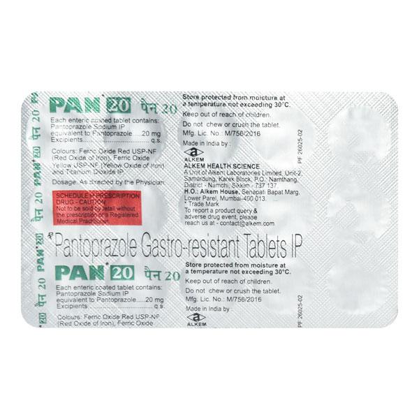 PAN 20mg Tablet 15'S : Uses, Side Effects, Price | Netmeds
