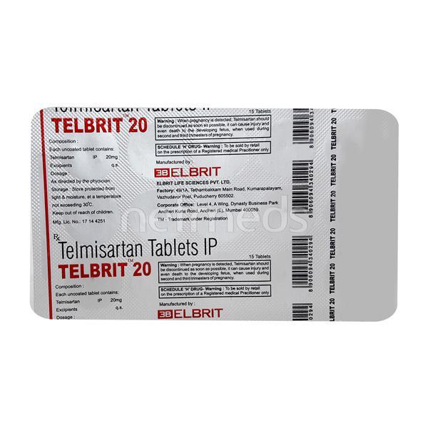 Telbrit 20mg Tablet 15'S : Price, Uses, Side Effects | Netmeds