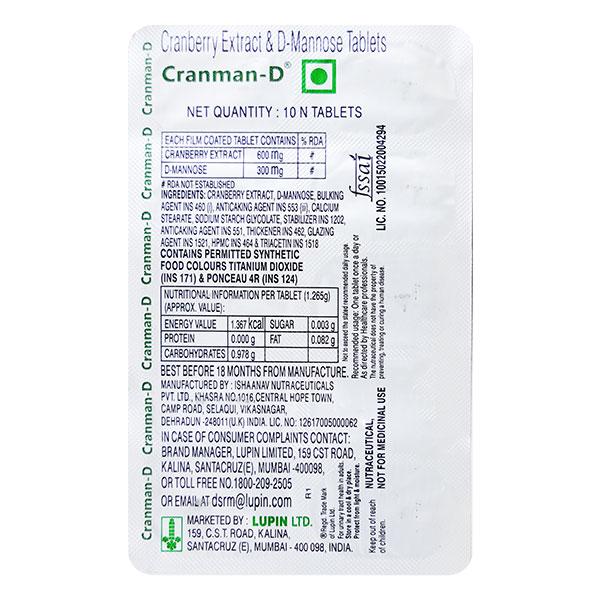 CRANMAN D Tablet 10's Price, Uses, Side effects, Substitutes | Netmeds