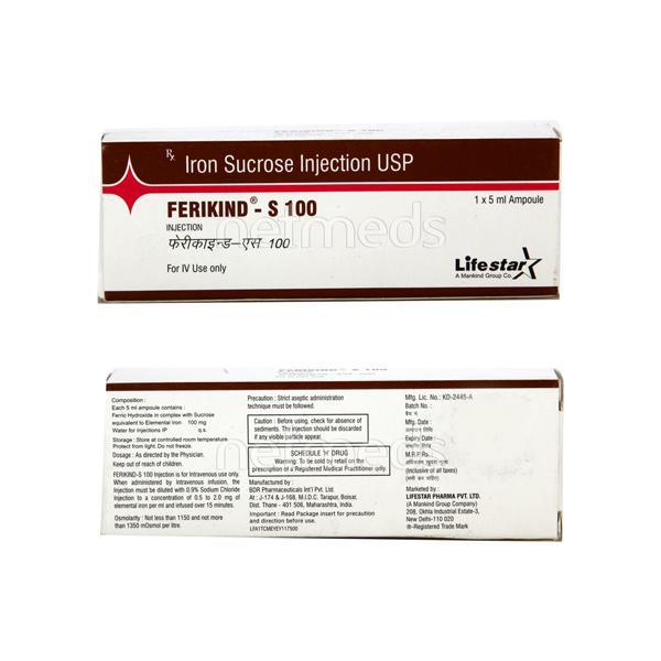 Ferikind S 100mg Injection 5ml Price, Uses, Side effects, Substitutes ...