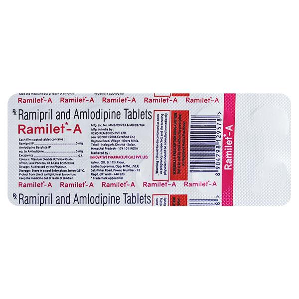 RAMILET A Tablet 10's : Price, Uses, Side Effects | Netmeds