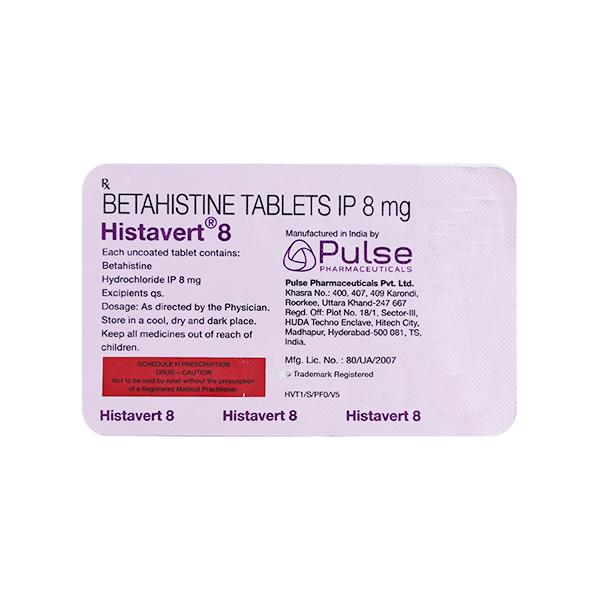 HISTAVERT 8mg Tablet 15's Price, Uses, Side effects, Substitutes | Netmeds