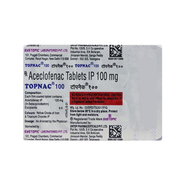 Topnac 100mg Tablet 10'S Price, Uses, Side effects, Substitutes | Netmeds