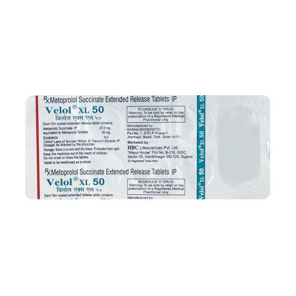 Velol XL 50mg Tablet 10'S : Price, Uses, Side Effects | Netmeds