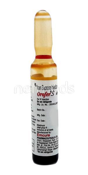 Orofer S Injection 2.5ml Price, Uses, Side effects, Substitutes | Netmeds
