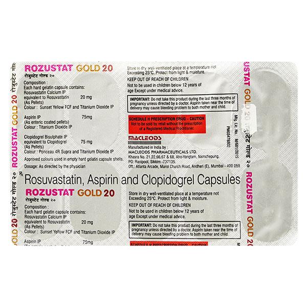 Rozustat Gold 20mg Capsule 10'S Price, Uses, Side effects, Substitutes ...