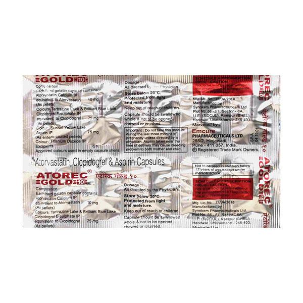 ATOREC GOLD 10 Capsule 10's Price, Uses, Side effects, Substitutes ...