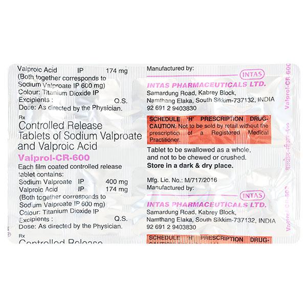 Buy VALPROL CR 600mg Tablet 10's Online at Upto 25% OFF | Netmeds
