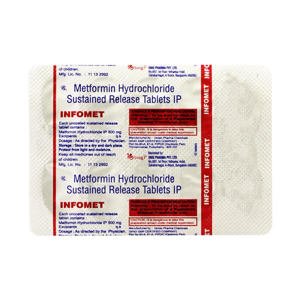 INFOMET 500mg Tablet 10's : Price, Uses, Side Effects | Netmeds