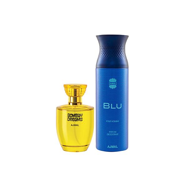 Ajmal Bombay Dreams EDP Floral Fruity Perfume And Blu Homme Deodorant  Aquatic Woody Fragrance 300 ml