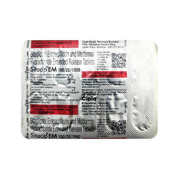 Sitacip Em 25/100/1000 Tablet 10's Price, Uses, Side effects | Netmeds