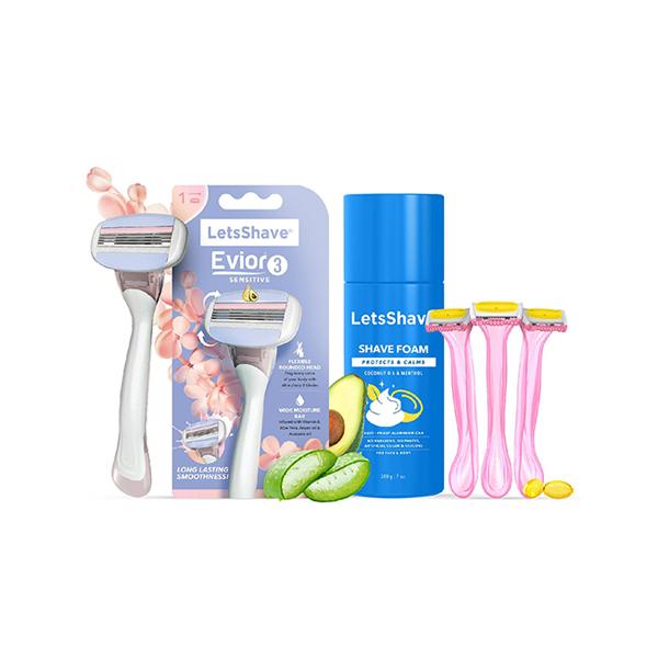 Buy LetsShave Evior 3 Sensitive Razor 3's + Evior Whipped Shave Cream ...