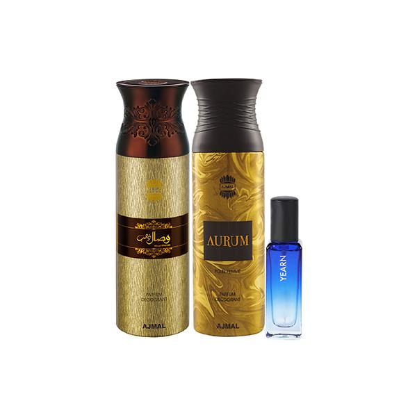 Buy Ajmal Wisal Dhahab & Aurum Deo & Yearn EDP Pack of 3 20 ml Online ...